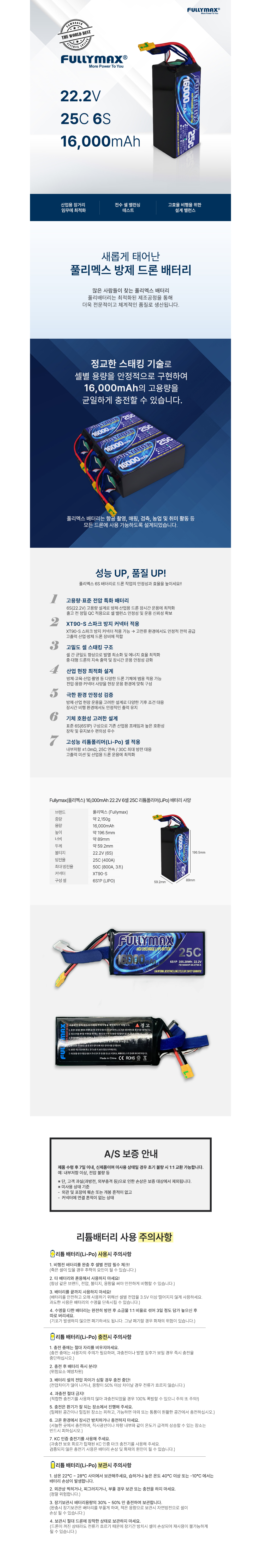 �˾���ũ  [FULLYMAX] Ǯ���ƽ� ������� ���͸� Lipo 6S 22.2V 16000mAh 25C (XT90s) 1