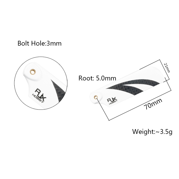 [˾ũ]  [RJXHOBBY] Black and White 70mm Tail CF Blades 1