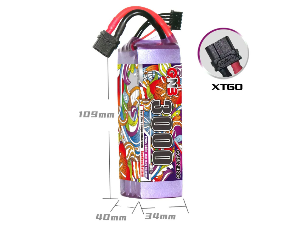 �˾���ũ  [GNB] 15.2V 3000mAh 4S HV 120C ��Ƭ������ ���͸� - XT60 2
