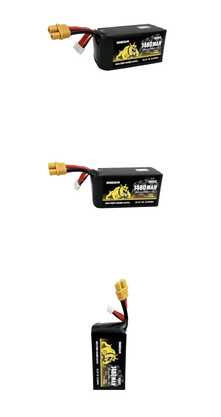 �˾���ũ  [DOGCOM Ultra] 6�� 22.2V 1480mAh 150C ��Ƭ ������ ���͸� - XT60 1