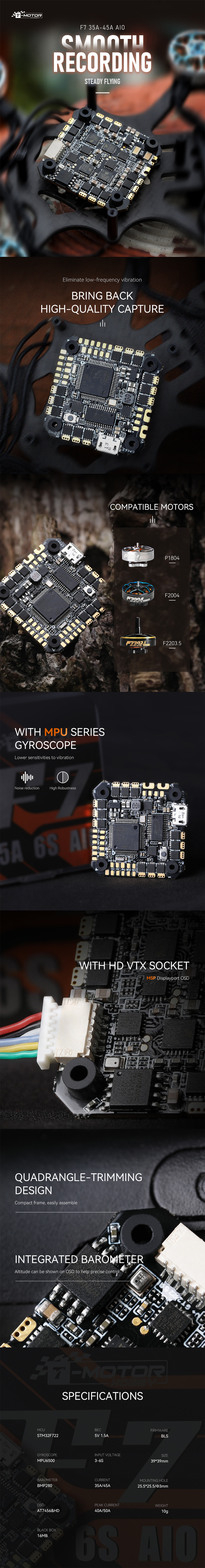 �˾���ũ  T-motor F7 45A ���ο� ���� (MPU6500) 1