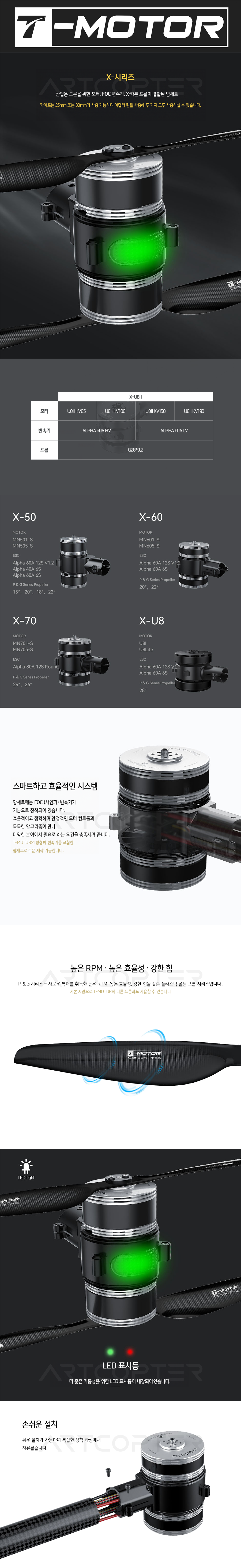 �˾���ũ  [T-MOTOR] Ƽ���� X-U8II 100KV ������� �ϼ�Ʈ CW/CCW SET (�����Ǹ�) 2