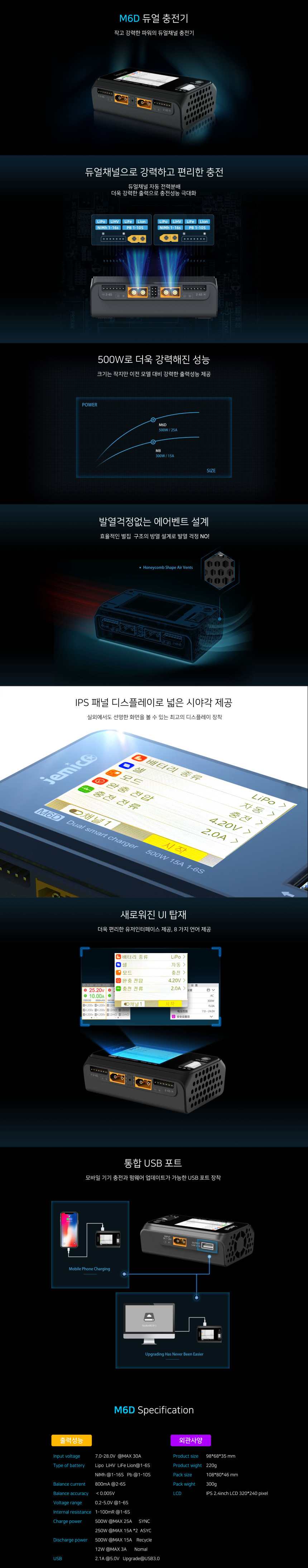 �˾���ũ  [Jemico] M6D ��� ������ (���͸� 2�� ��������, �߿� ��밡��, �ѱ�����, �ִ� 500W) 1
