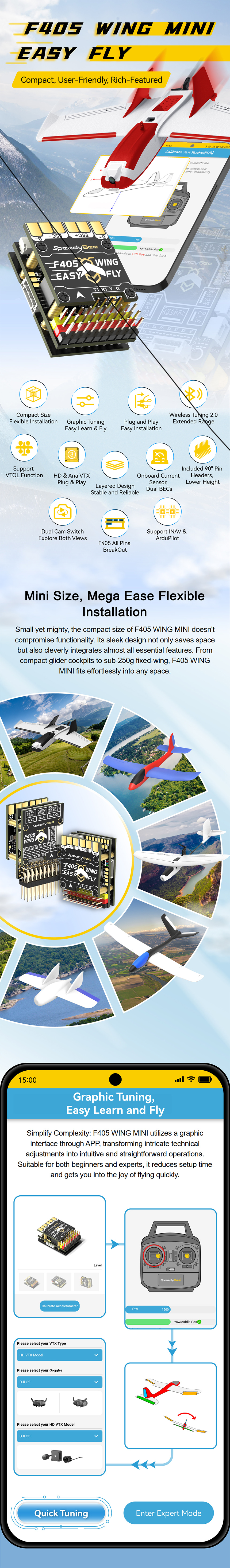 ¾Ë¾¾¹ðÅ© SpeedyBee F405 WING MINI Fixed Wing ÇöóÀÌÆ® ÄÁÆ®·Ñ·¯ 1