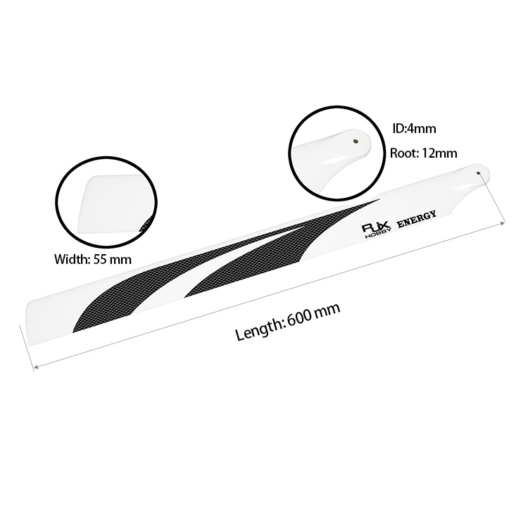 [ܼ] E600W [RJXHOBBY] 600mm Premium CF Blades-FBL Version