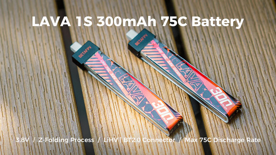�˾���ũ  [BETAFPV] LAVA 1�� 3.8V 300mAh 75C LiHV ��Ƭ������ ���͸� (5��) 1