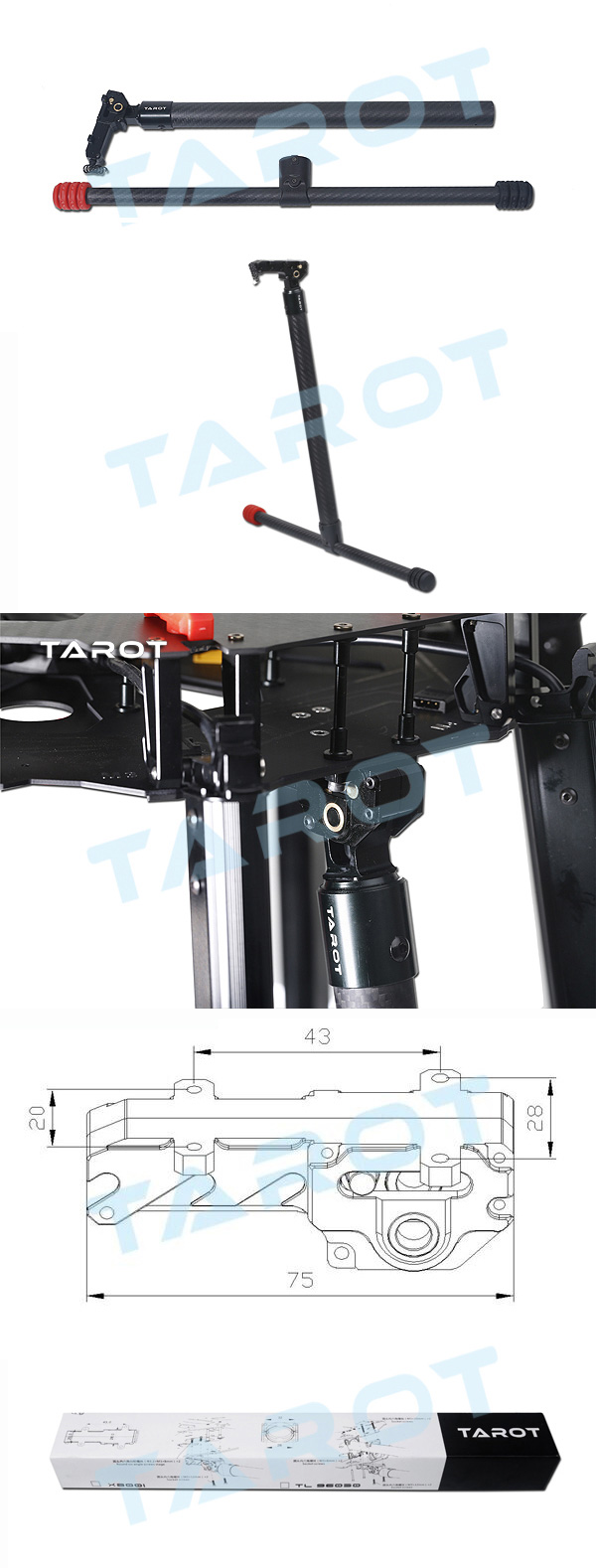 [ܼ] TL8X001 [TR] TAROT X4/X6/X8 Retractable Landing Skid Assy