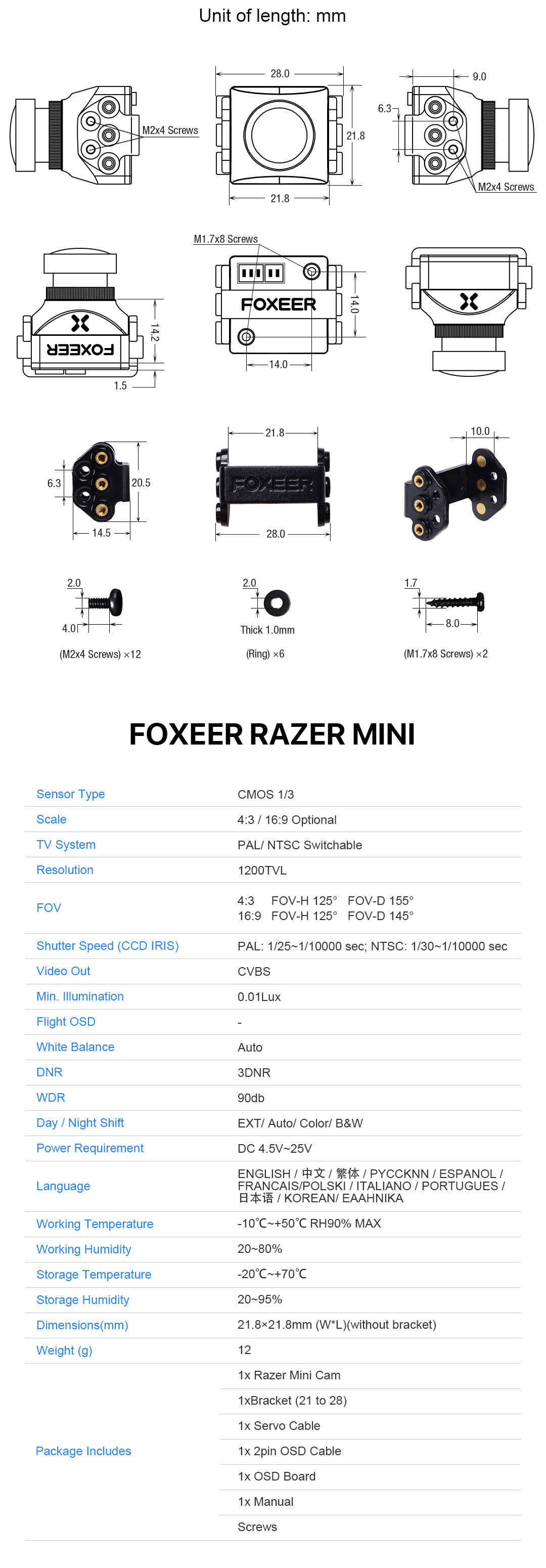 �˾���ũ  [Foxeer] ���þ� ������ �̴� FPV ī�޶� ��� 1.8mm ���� (4:3) 4