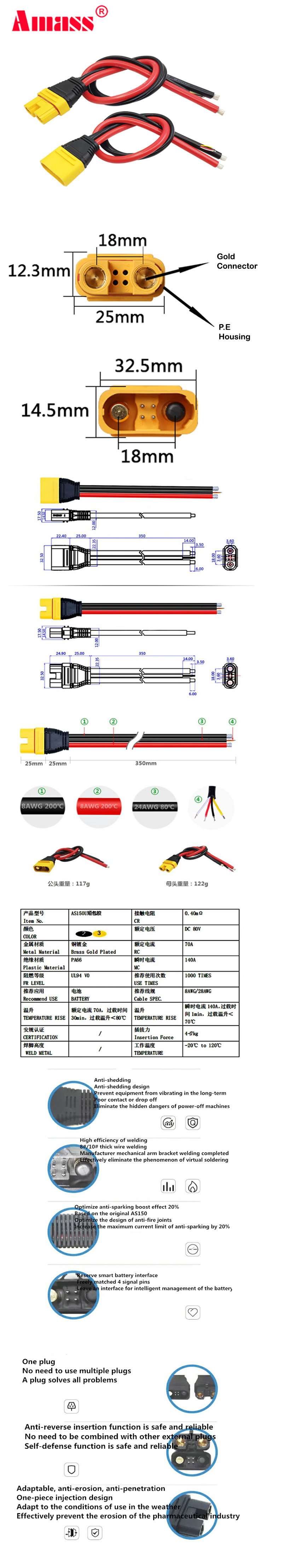 [˾ũ] AM-AS150U-F [AMASS] AS150U Anti-Spark/HASP Connector(Battery Side) 6