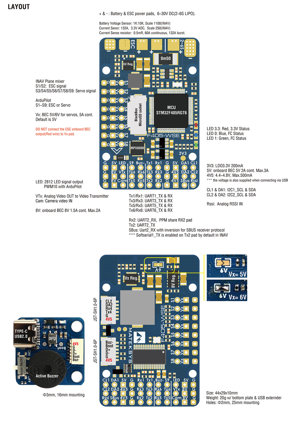 ¾Ë¾¾¹ðÅ© Matek ¸¶ÅØ F405-WSE ÇöóÀÌÆ® ÄÁÆ®·Ñ·¯ 3
