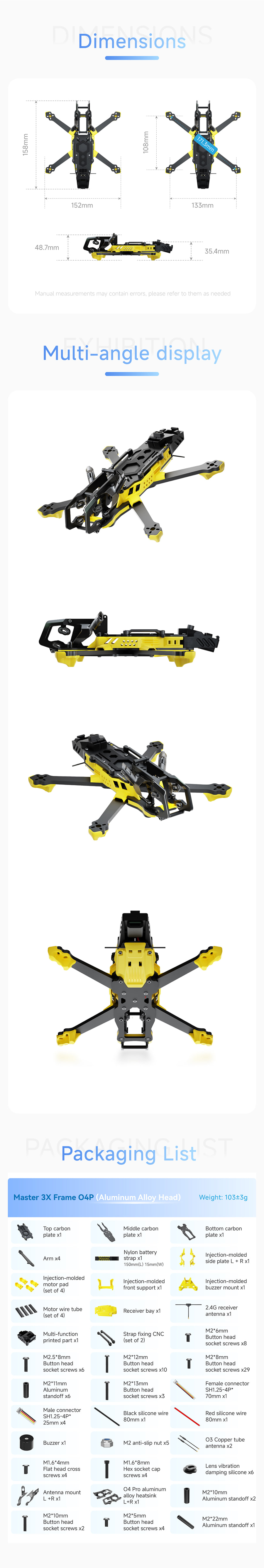 ¾Ë¾¾¹ðÅ© SpeedyBee Master3X ÇÁ·¹ÀÓ (O4 PRO, ¾Ë·ç¹Ì´½ Çìµå) 3