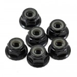 [TLR Racing] Team Losi Racing 4mm Aluminum Serrated Locknut Set (6) (Black)