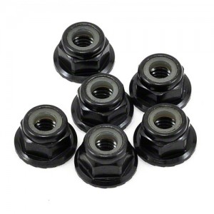 [TLR Racing] Team Losi Racing 4mm Aluminum Serrated Locknut Set (6) (Black)
