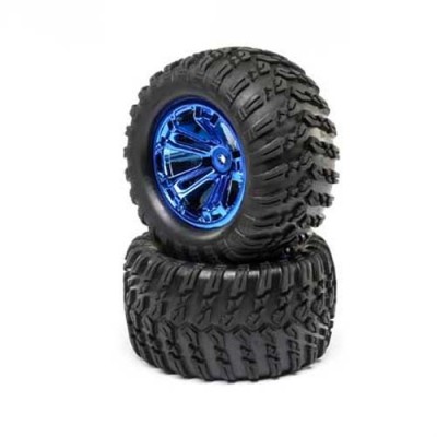 [˾ũ] LOS43019 [TEAM LOSI] Wheel and Tire Mounted Blue Chrome (2): TENACITY T