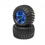 [TEAM LOSI] Wheel and Tire Mounted Blue Chrome (2): TENACITY T