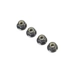 [TLR Racing] Black Alum Flanged Locknut, M4 x 0.7mm x 7mm (4)