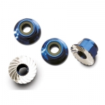 [TRAXXAS] AX1747R Nuts aluminum flanged serrated (4mm) (blue-anodized) (4)