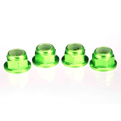 [˾ũ] AX1747G [TRAXXAS] AX1747G Green-anodized aluminum 4mm flanged, serrated lock nuts (4)
