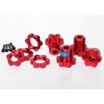 [TRAXXAS] AX5353R Wheel hubs splined 17mm (red-anodized) (4)/ wheel nuts splined 17mm (red-anodized) (4)/ screw pins 4x13mm (with threadlock) (4)