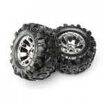 [TRAXXAS] AX5673 Tires & wheels assembled glued (Geode chrome wheels Canyon AT tires foam inserts) (2)