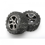 [TRAXXAS] AX5374X Tires & wheels assembled glued (Gemini black chrome wheels Talon tires foam inserts) (2)