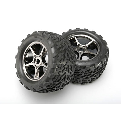 [˾ũ] AX5374X [TRAXXAS] AX5374X Tires & wheels assembled glued (Gemini black chrome wheels Talon tires foam inserts) (2)