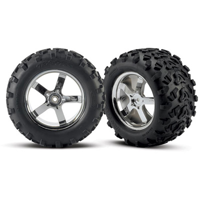 [�˾���ũ] AX4973R [TRAXXAS] AX4973R Tires & wheels assembled glued (Hurricane chrome wheels T-Maxx tires)