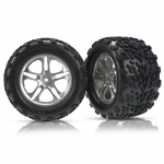 [TRAXXAS] AX5174A Tires & wheels assembled glued (Split-Spoke satin-finish wheels Talon tires foam inserts) (2) (fits Maxx w/sealed pivot ball suspension & Revo)