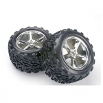 [TRAXXAS] AX5374 Tires & wheels assembled glued (Gemini chrome wheels Talon tires foam inserts) (2) (also fits Maxx series)