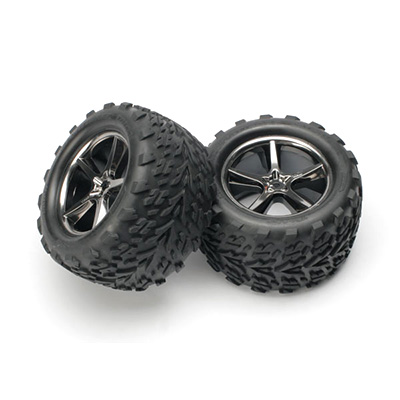 [�˾���ũ] AX5374A [TRAXXAS] AX5374A Gemini Black Chrome Wheels Assembled to Sporttraxx Talon Tires (2)