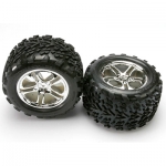 [TRAXXAS] AX5174 Tires & wheels assembled glued (SS (Split Spoke) chrome wheels Talon tires foam inserts) (2) (fits Maxx/Revo series)