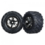 [TRAXXAS] AX7772A Tires & wheels, assembled, glued (X-Maxx black chrome wheels, Maxx AT tires, foam inserts) (left & right) (2)