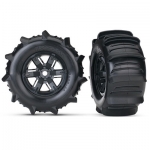 [TRAXXAS] AX7773  Tires & wheels, assembled, glued (X-Maxx black wheels, paddle tires, foam inserts) (left & right) (2)