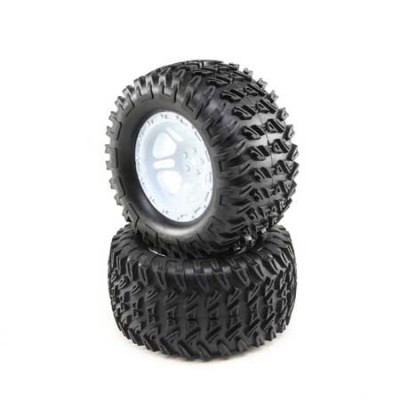 [˾ũ] LOS43017 [TEAM LOSI] Tires, Mounted White (2): TENACITY Monster Truck ׳Ƽ  Ÿ̾