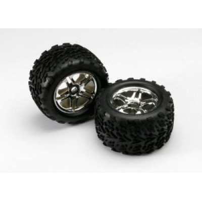 [˾ũ] AX5174R [Traxxas] AX5174R Tires & wheels assembled glued (SS (Split Spoke) chrome wheels Talon tires foam inserts) (2) (use w/17mm splined wheel hubs & nuts part 5353X)