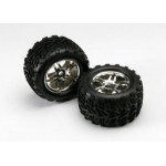[Traxxas] AX5174R Tires & wheels assembled glued (SS (Split Spoke) chrome wheels Talon tires foam inserts) (2) (use w/17mm splined wheel hubs & nuts part 5353X)