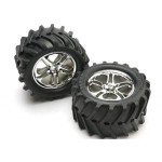 [Traxxas] AX5173 Tires & wheels assembled glued -14 mm (SS (Split-Spoke) chrome wheels Maxx tires foam inserts) (2) (fits Maxx/Revo series)