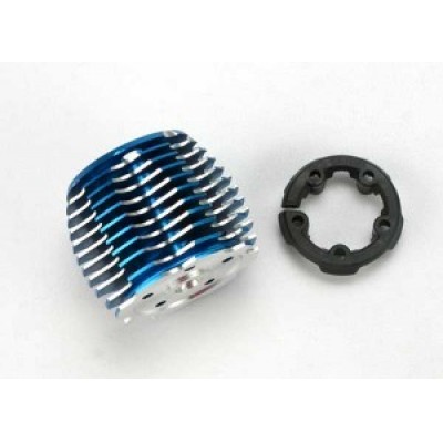 [�˾���ũ] AX5237 [Traxxas] AX5237 Cooling head PowerTune (machined aluminum blue-anodized) (TRX 2.5 and 2.5R)/ head protector (plastic)
