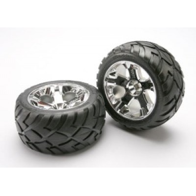 [�˾���ũ] AX5577R [Traxxas] AX5577R Tires & wheels assembled glued (All-Star chrome wheels Anaconda tires foam inserts) (nitro front) (1 left 1 right)