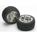 [Traxxas] AX5573 Tires & wheels assembled glued (Twin-Spoke wheels Victory tires foam inserts) (nitro rear) (2)