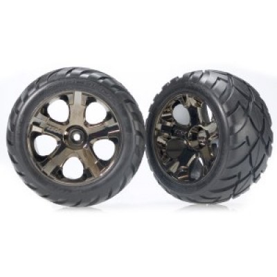[�˾���ũ] AX3776A [Traxxas] AX3776A Tires & wheels assembled glued (All-Star black chrome wheels Anaconda tires foam inserts) (nitro rear/ electric front) (1 left 1 right)