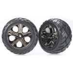 [Traxxas] AX3776A Tires & wheels assembled glued (All-Star black chrome wheels Anaconda tires foam inserts) (nitro rear/ electric front) (1 left 1 right)