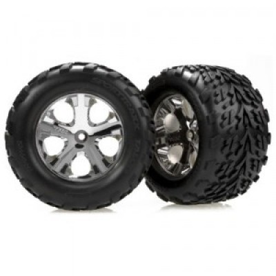 [�˾���ũ] AX3669 [Traxxas] AX3669 Tires & wheels- assembled- glued (2.8'''') (All-Star chrome wheels- Talon tires- foam inserts) (nitro rear/ electric front) (2)