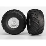 [Traxxas] AX3663 Tires & wheels assembled glued (Monster Jam replica satin chrome wheels Monster Jam replica tires foam inserts) (2) (electric rear) (2)