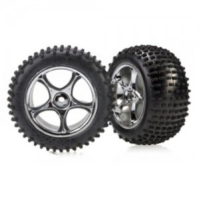 [˾ũ] AX2470R [Traxxas] AX2470R Tires & wheels assembled (Tracer 2.2'''' chrome wheels Alias 2.2'''' tires) (2) (Bandit rear soft compound with foam inserts)