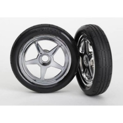 [�˾���ũ] AX6975 [Traxxas] AX6975 Tires & wheels assembled glued (5-spoke chrome wheels tires foam inserts) (front) (2)