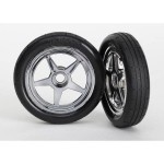 [Traxxas] AX6975 Tires & wheels assembled glued (5-spoke chrome wheels tires foam inserts) (front) (2)