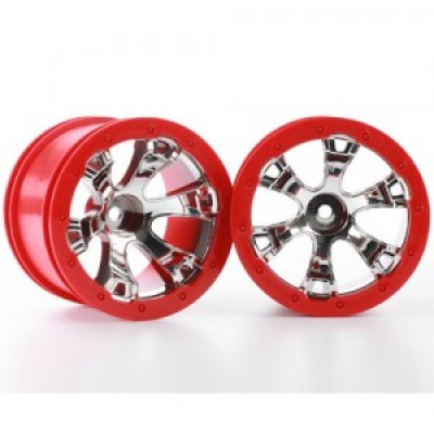 [�˾���ũ] AX7271 [Traxxas] AX7271 Wheels Geode 2.2'''' (chrome red beadlock style) (12mm hex) (2)