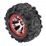 [Traxxas] AX7272 Tires and wheels assembled glued (Geode chrome red beadlock style wheels Canyon AT tires foam inserts) (1 left 1 right)