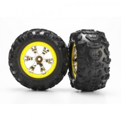 [�˾���ũ] AX7276 [Traxxas] AX7276 Tires and wheels assembled glued (Geode chrome yellow beadlock style wheels Canyon AT tires foam inserts)(1 left 1 right)